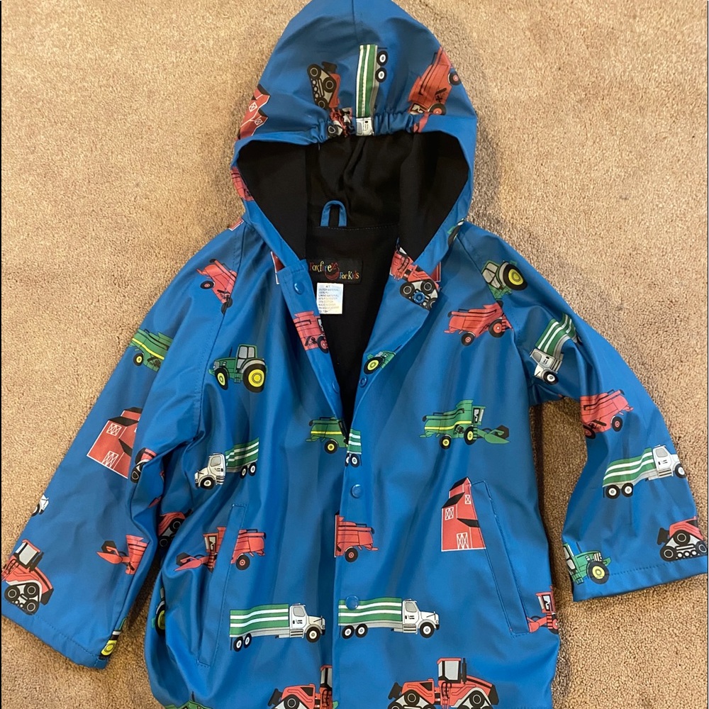 Boys Blue Trucks Raincoat size 4T